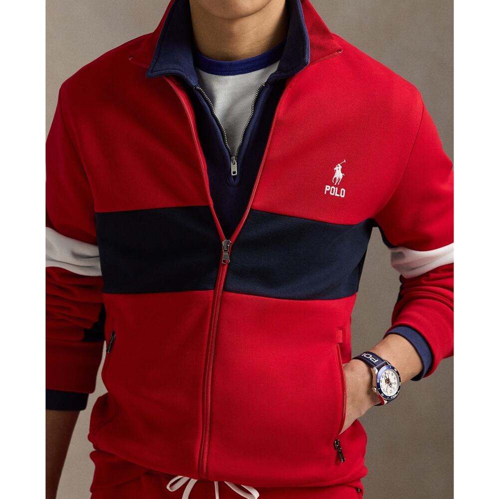 Polo Ralph Lauren Double-Knit Relaxed Fit Track Jacket Red Multicolor Large - Picture 4 of 6